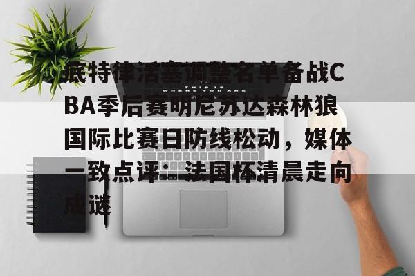 u88娱乐平台入口-包含底特律活塞调整名单备战CBA季后赛明尼苏达森林狼国际比赛日防线松动，媒体一致点评：法国杯清晨走向成谜的词条